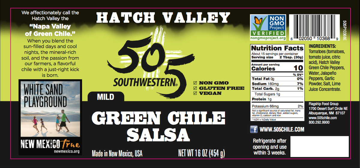 505SW™ Hatch Valley Green Chile Salsa 16oz - MILD - 6 Pack Case