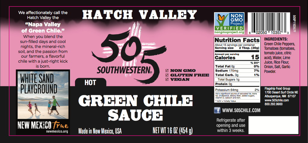 505SW™ Hatch Valley Green Chile Sauce 16oz - HOT - 6 Pack Case