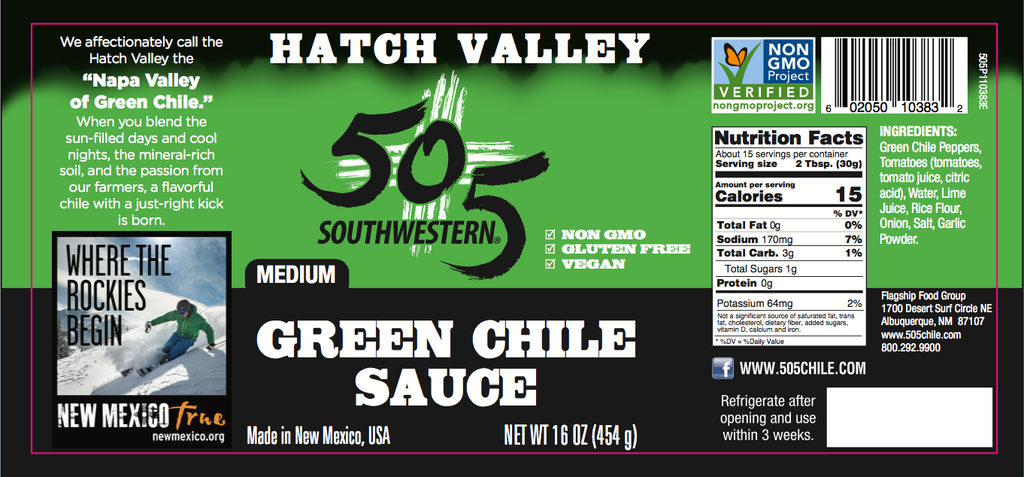 505SW™ Hatch Valley Green Chile Sauce 16oz - MEDIUM - 6 Pack Case