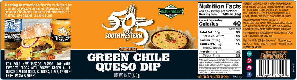 505SW™ Hatch Valley Green Chile Queso 15oz - 4 Pack Case