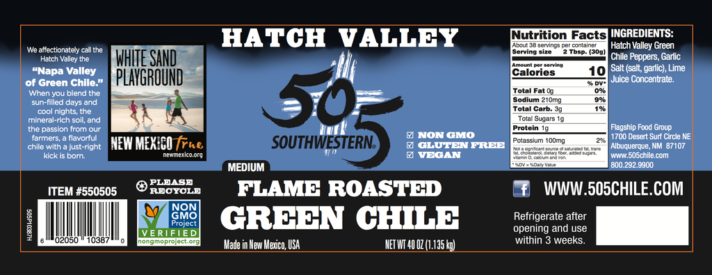 505SW™ Hatch Valley Roasted Green Chile 40oz – 4 Pack Case